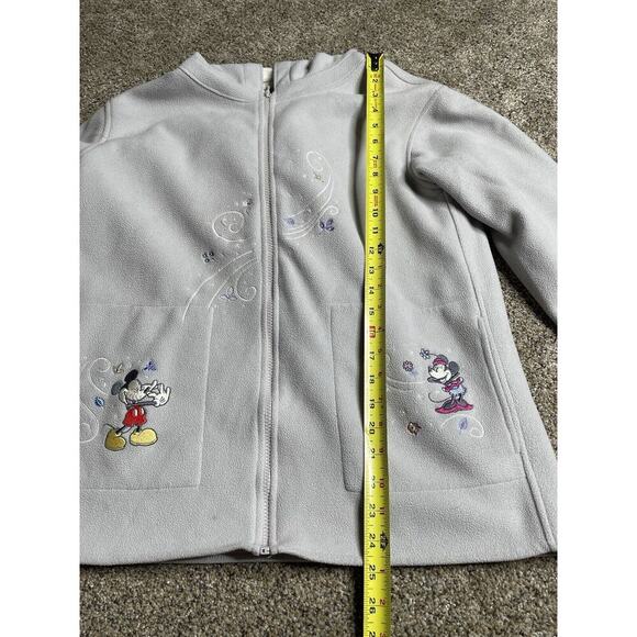 Vintage 90s Disney Store Mickey Minnie Mouse Grey Fleece Hoodie Sweatshirt MED - Picture 6 of 7